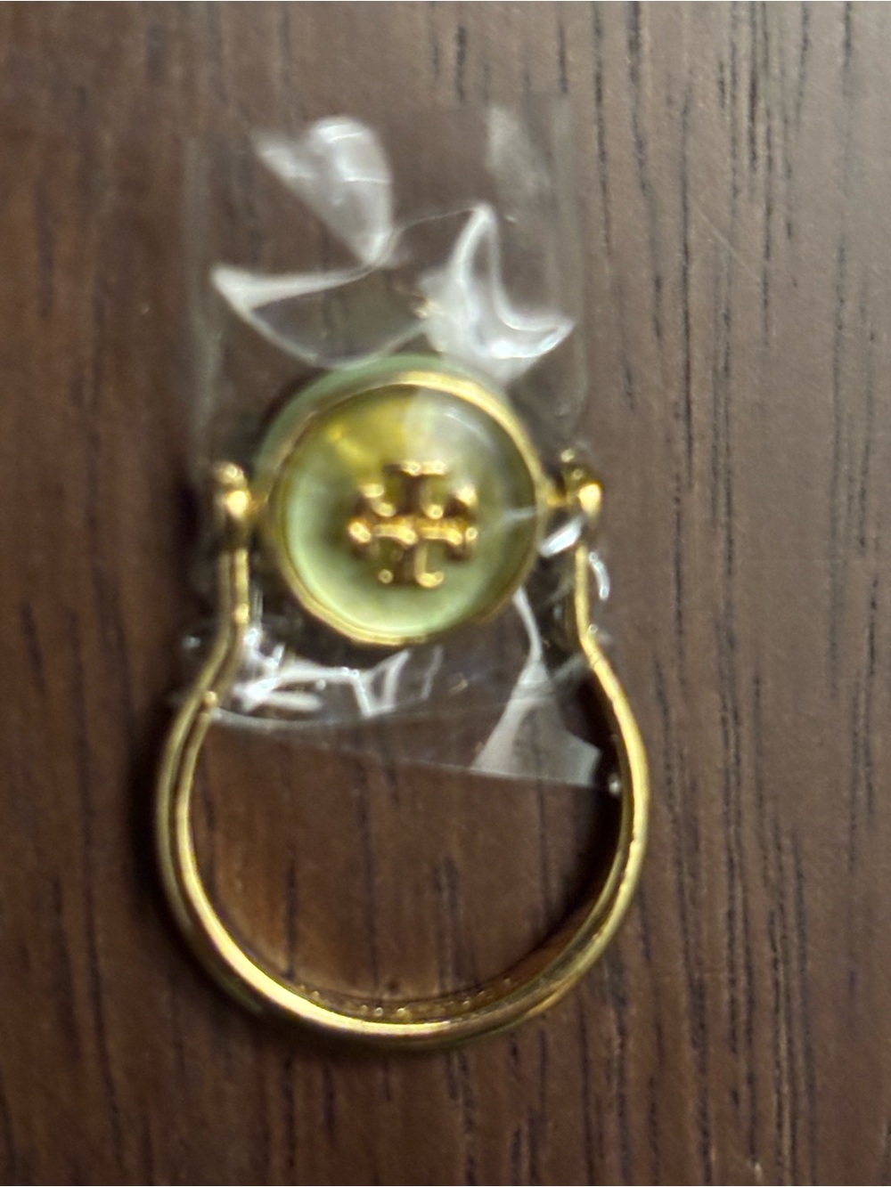 Gold Tone Women's Ring with Green Accent tory Burch size 7 1/2